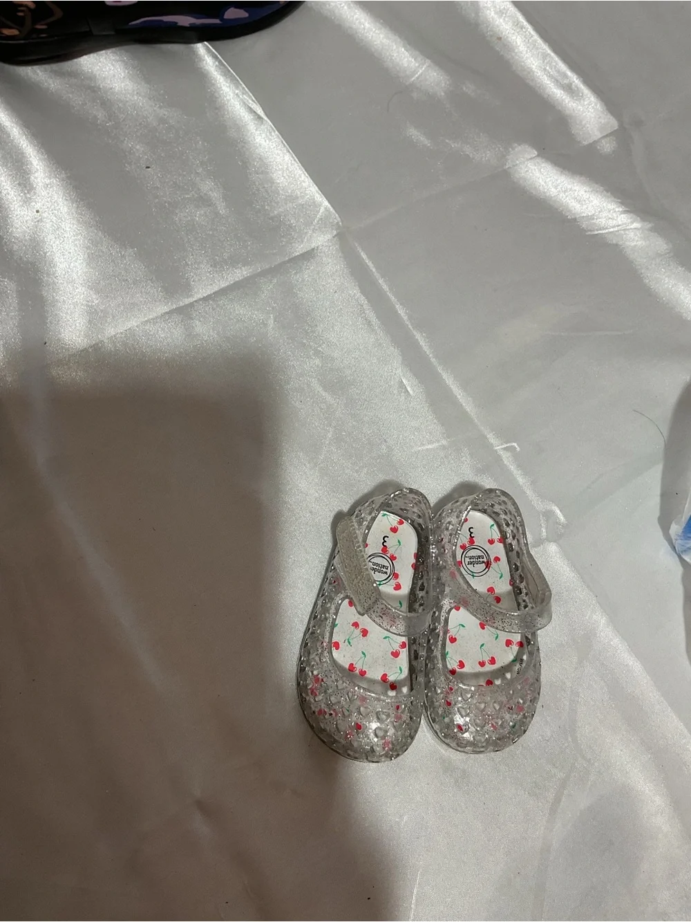 wonder nation Clear Glitter Mary Jane Shoes with Cherry Insole